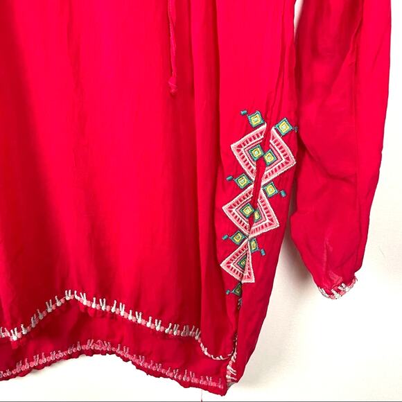 Johnny Was | Red Long Sleeve Blouse Embroidered Rayon XS - Picture 5 of 10